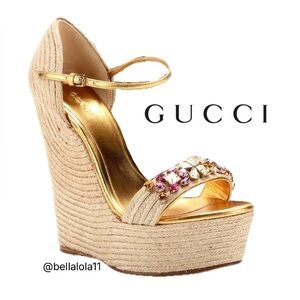 NEW AUTHENTIC GUCCI SWAROVSKI WEDGES